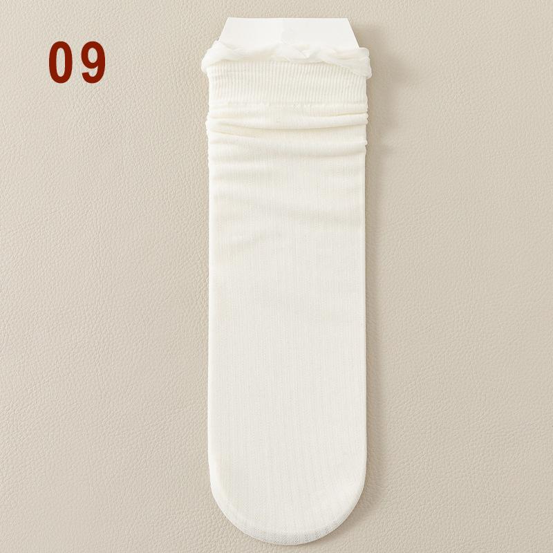 Женские милые сетчатые носки с оборками, шелковые носки с милым фруктовым узором, прозрачные, тонкие, модные, забавные