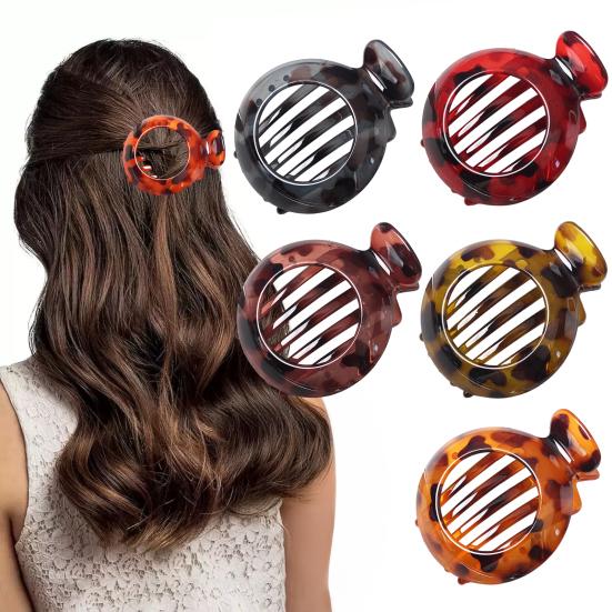 Женская заколка для волос круглая с противоскользящими зубцами, краб для волос, полый дизайн, зажим для волос на затылок, инструмент для укладки волос, аксессуары для волос