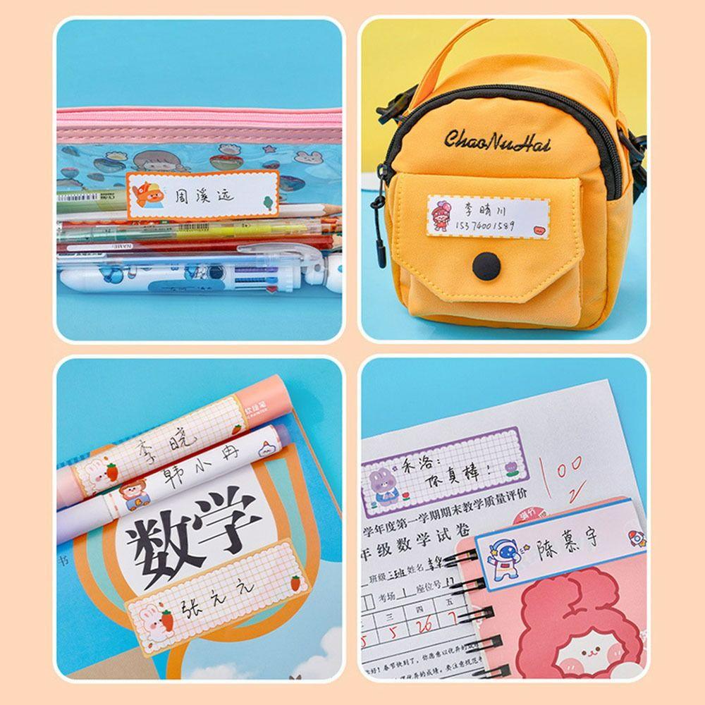 60Pcs/Roll Cartoon Name Sticker Self-adhesive Tag Sticker Portable Labels Sticker