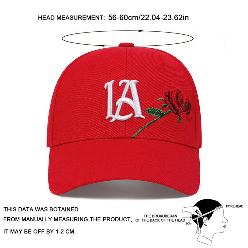 Unisex Rose Letter Embroidery Baseball Caps Spring and Autumn Outdoor Adjustable Casual Hats Hip Hop Hat Sunscreen Hat