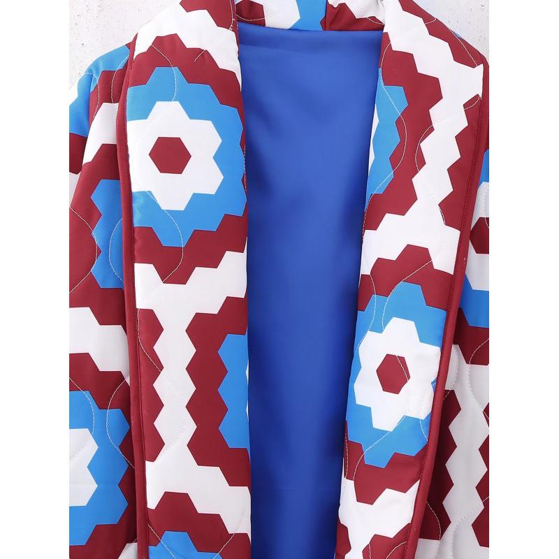 2023 Осеннее женское хлопковое пальто в стиле пэчворк с геометрическим принтом