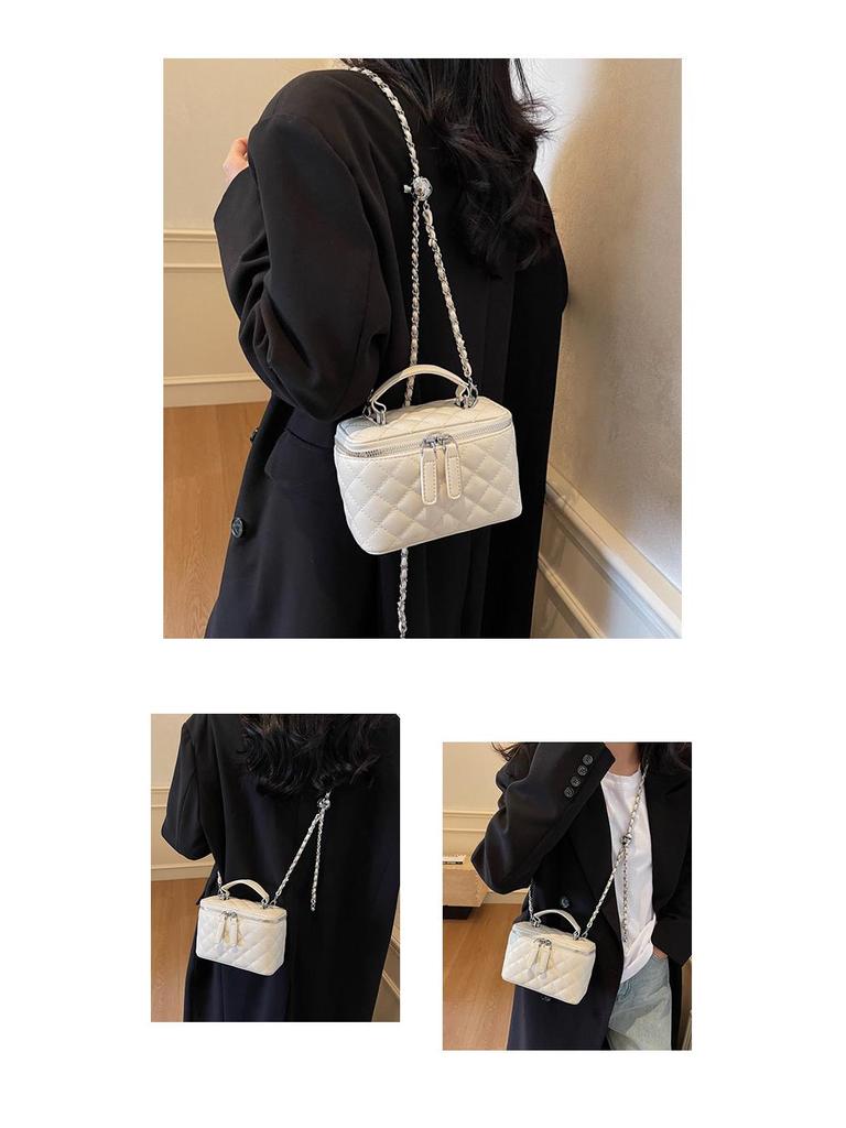 Женская маленькая сумочка с вышивкой аргайл 2025: Универсальная цепочная сумка кроссбоди, ручная коробка, квадратная сумка для весенне-летней моды