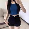 Маленькие женские черные А-силуэта шорты с завышенной талией и эффектом похудения - Летние шорты в американском стиле 2025