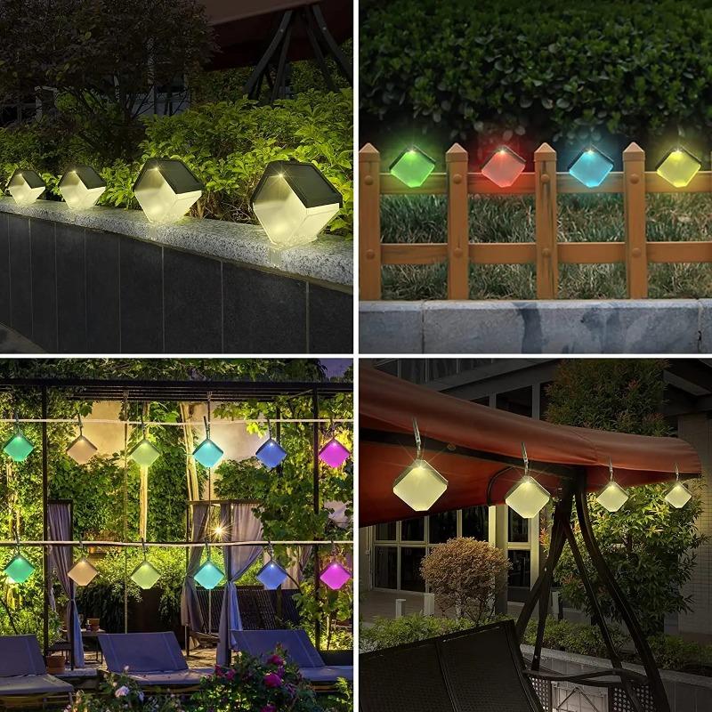 Solar Fence Lights Warm/RGB Color Changing Solar Wall Light Outdoor Waterproof LED Solar Decorative Lighting for Step Backyard