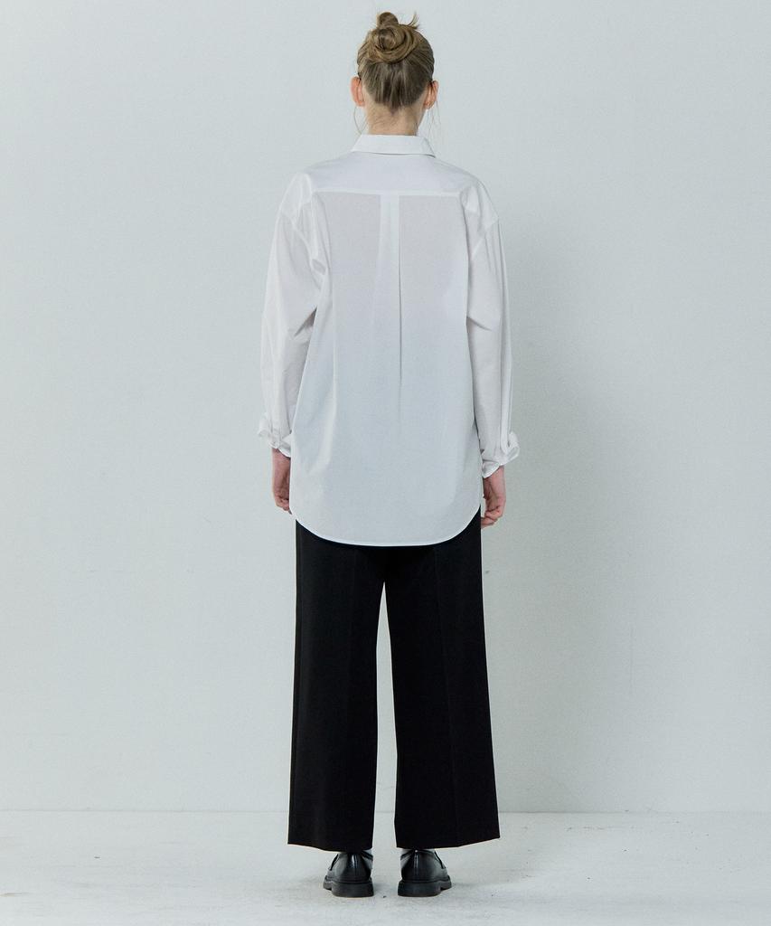 BASIC HOUSE Women'S High-Waisted Wide-Fit Hidden Elastic Waist Slacks Lapt0201
