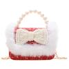 Charming Pearl Bow Mini Handheld Bag For Kids With Stylish Modern Design And Breathable Fabric
