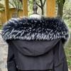 Воротник из меха енота Натуральный меховой воротник Зимние женские шарфы Зимний женский серый меховой воротник Шаль Длинный теплый шарф из натурального меха