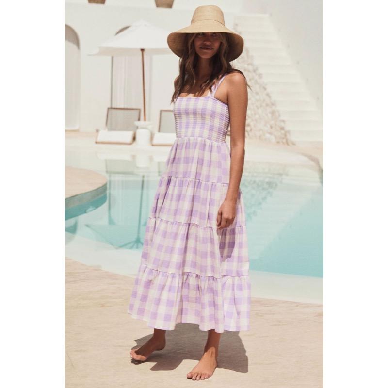 Women's Suspender Backless Striped Dress