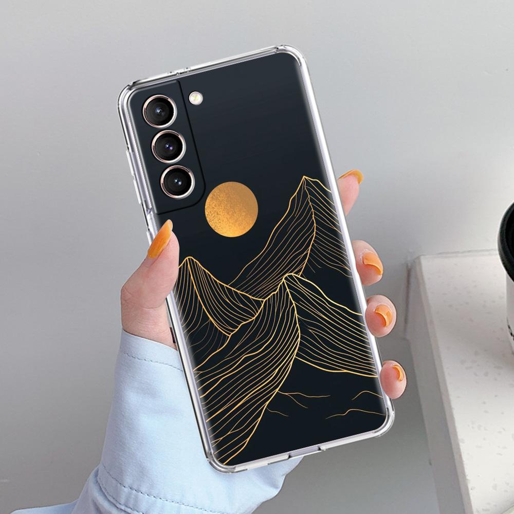 Чехол для телефона Samsung Galaxy S26 S25 S24 S23 S22 Ultra S20 S21 FE 5G Plus Мягкий прозрачный чехол Абстрактный Восход гор Линия
