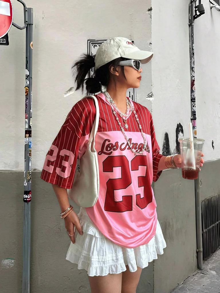 Casual Sports Style 23 Digital Print Cool Men Women Tee Adults Children Boy Gril Top Kids Parent Child Quick dry V Neck Tshirt