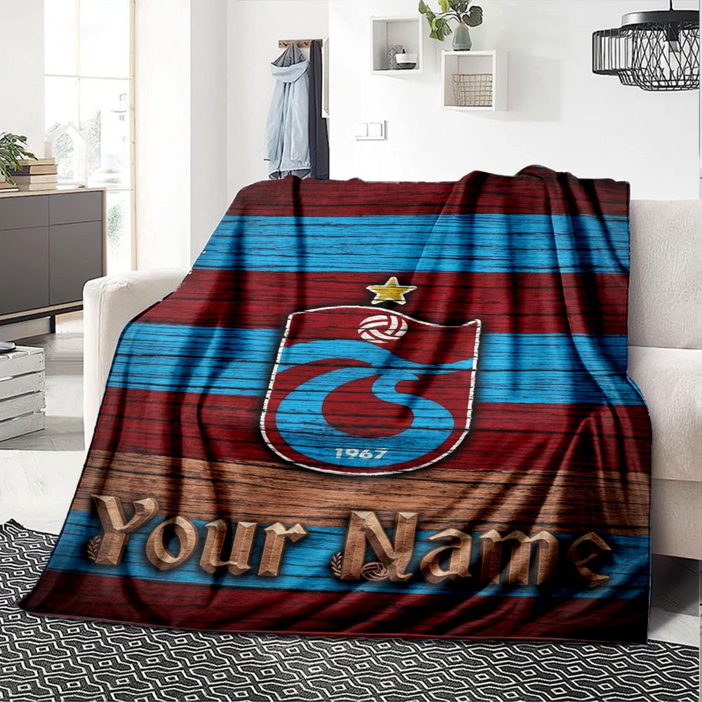 Name Custom Trabzonspor Logo Print Flannel Blanket High Quality Warm Comfortable Cover for All Seasons Perfect for Gifts Home Decor
