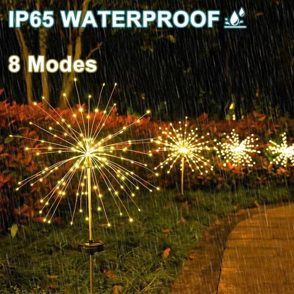 60 LED Solar Power Firework Lights Waterproof Outdoor Dandelion Lawn Lamp Outdoor Use