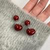 Новый модный дизайн, персонализированные винно-красные круглые универсальные геометрические серьги в форме сердца в форме сердца