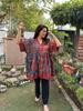Hand Block Printed Cotton Top Tunic Kaftan Hand Printed Cotton W/pockets Tunic Loose Fitting Free Size Tunic Red Blue Kaftan Limited Edition