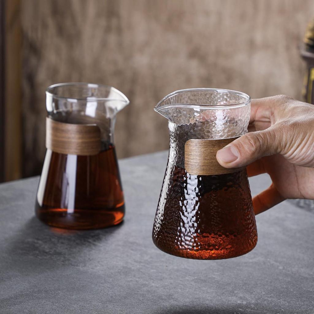 Кофейник JIKANNOYA, небьющийся, материал из стекла с высоким содержанием бора и силиката, термостойкое стекло, подходит для прямого огня, устойчив к холоду, ореховое дерево, кофе