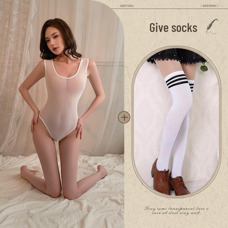 Ночной Очарование: Японский прозрачный боди-слинг с открытой промежностью и трусиками для сна