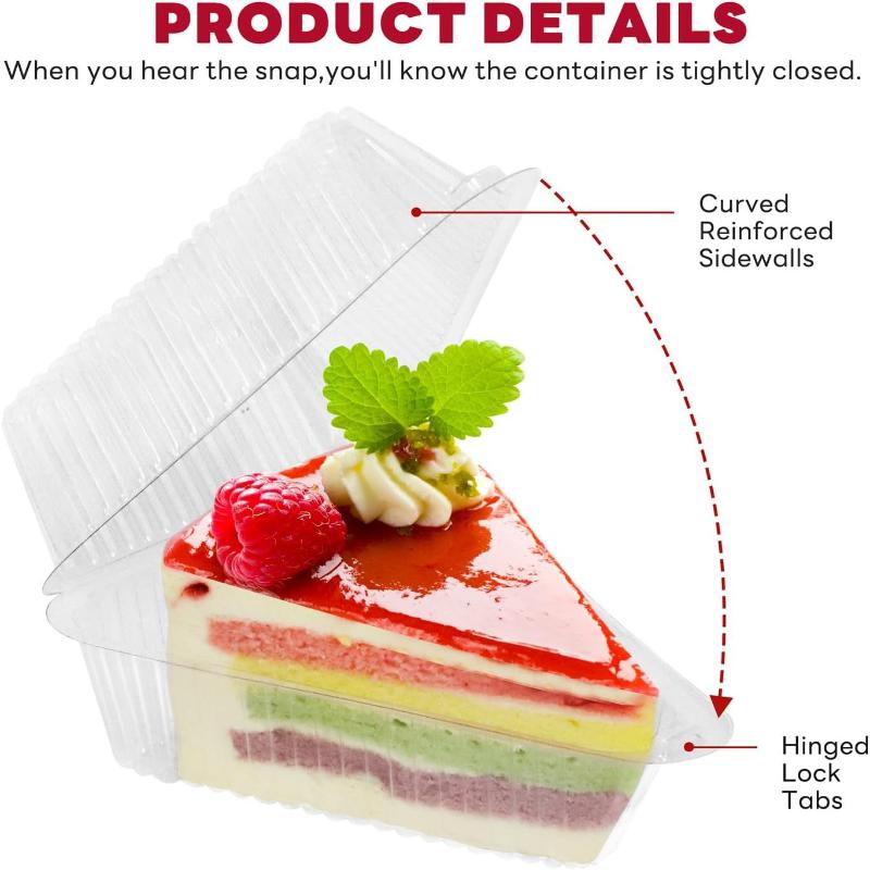 50/100 шт. Контейнер для кусочка торта Прозрачная треугольная коробка для десерта Многоразовая коробка для упаковки пищевых продуктов Штабелируемый держатель для сэндвичей Для фруктового торта