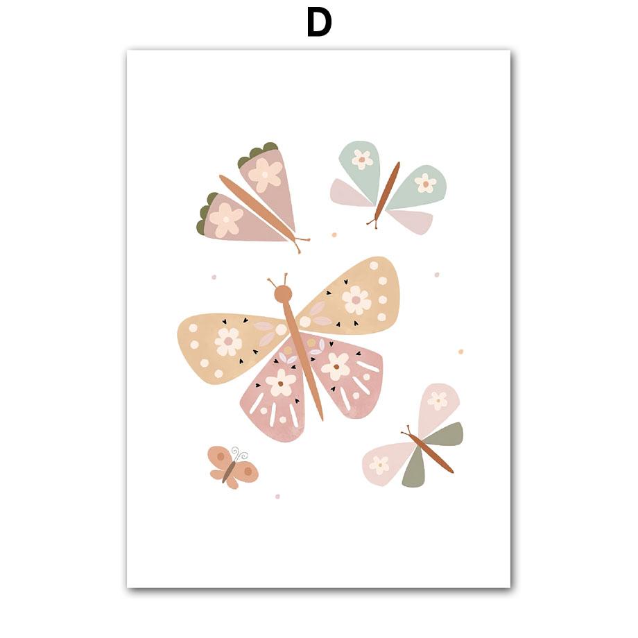 Весенние облака, радуги, подсолнухи, бабочки, цифры, постеры, принты, мультфильмы, настенное искусство, холст, картина, скандинавские девушки, декор детской комнаты