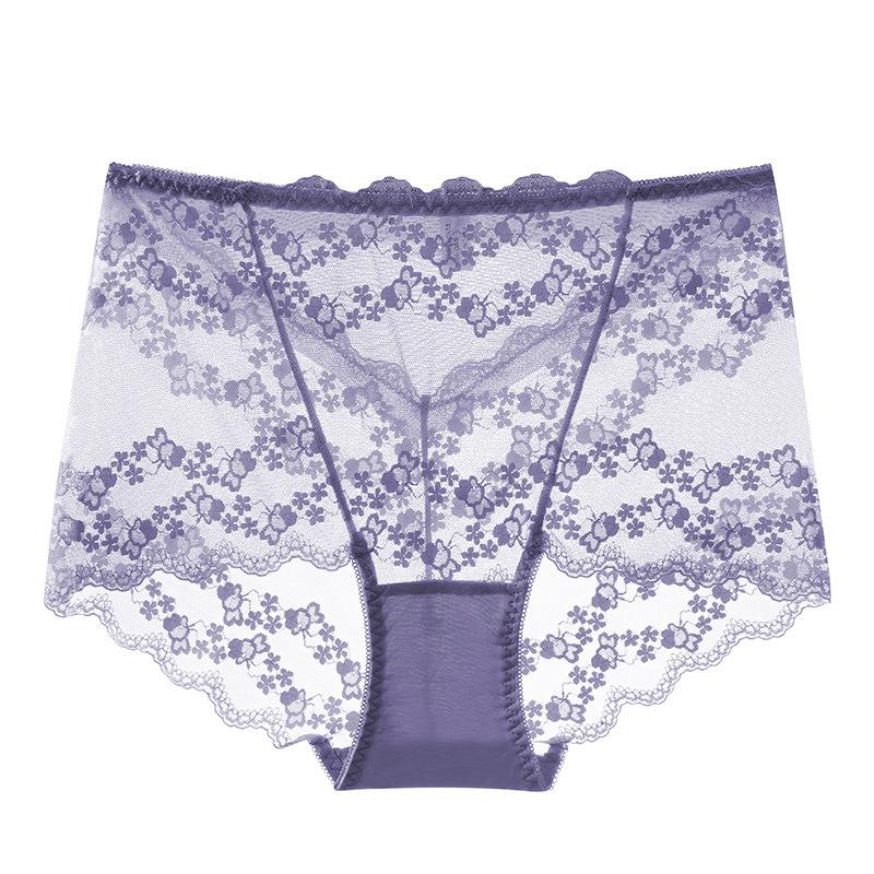 Women's Panties Sexy Lace Flower Embroidery Underwear High Waist Breathable Underpants Plus Size Comfort Intimates Lingerie