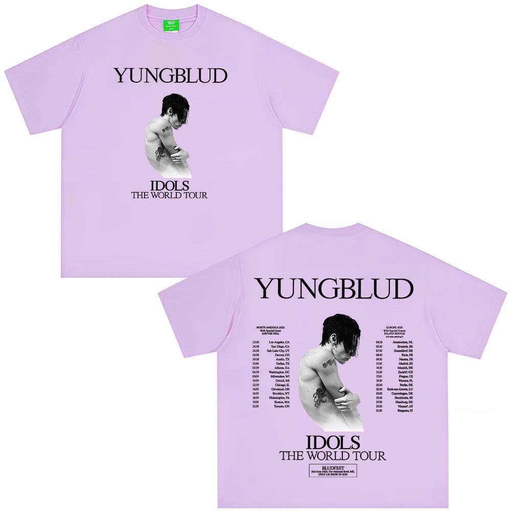 Yungblud IDOLS Мировой Тур 2025 Футболки Подарок для Фанатов Унисекс Женские Хип-Хоп Футболки с Коротким Рукавом Оверсайз Повседневные Хлопковые Футболки