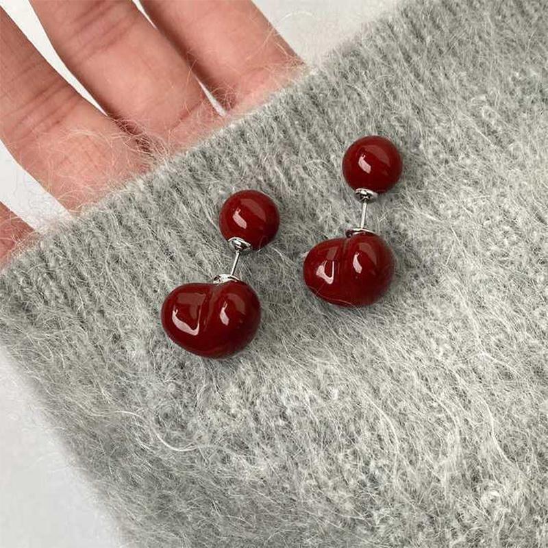 Серьги-гвоздики Ankela Red Ribbon Bow-Knot Vintage для женщин, корейская мода, осень-зима, простые геометрические серьги-банты