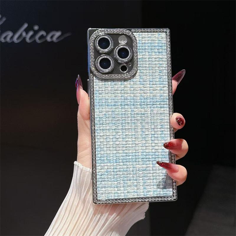 Luxury braided pattern is suitable for iPhone17Pro mobile phone case Apple 16Pro electroplating edge drill 15Pro lens film