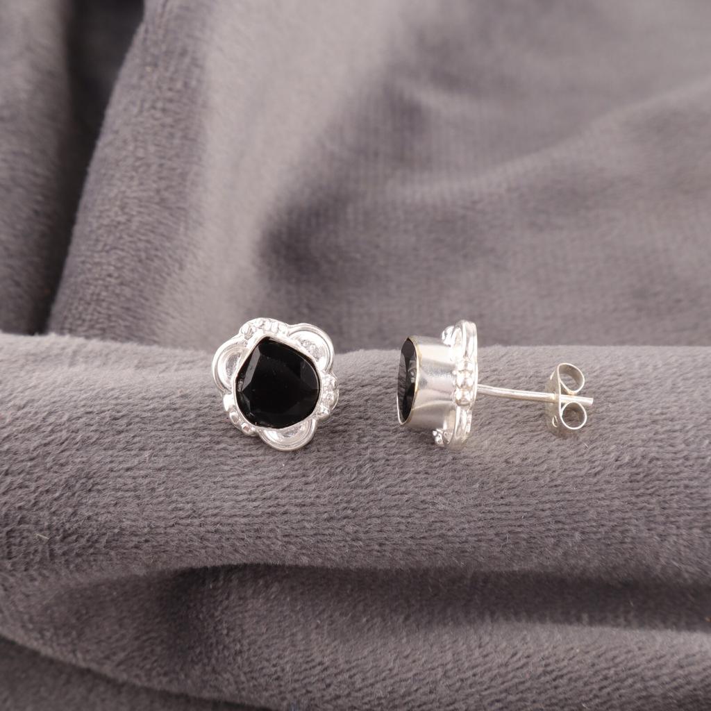 Natural Black Onyx Earrings 925 Stamped Silver Handmade Jewelry Anniversary Gift EE-159-17