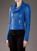 BLUE Genuine Lambskin Leather Biker Style Handmade New Women's Leather Jacket
