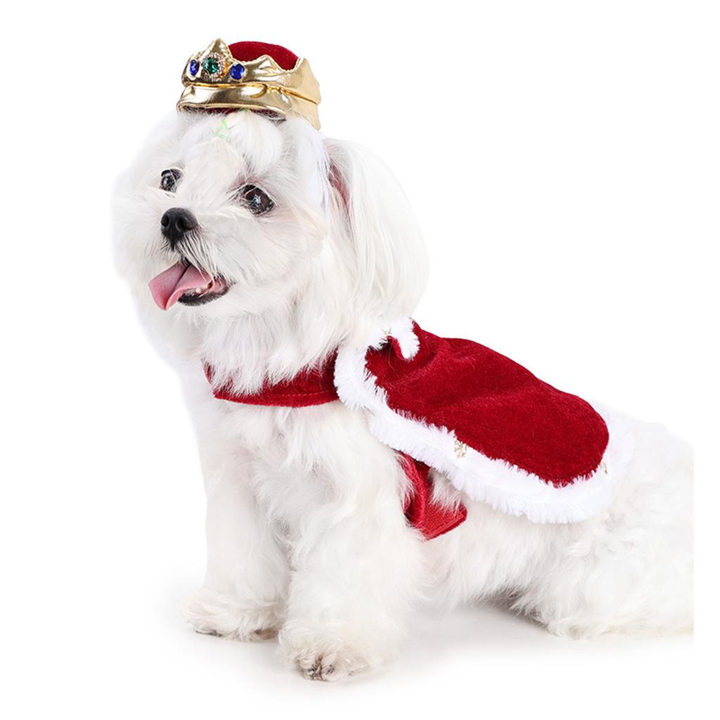 Popular Dog Apparel Set Cloak and Crown Hat Set Easy Clean Pet Costume For Breeds Daily Adventures and Halloween Event