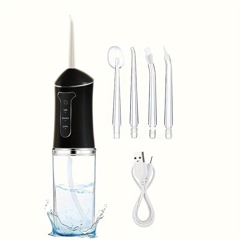 Ирригатор для полости рта, портативный стоматологический ирригатор, USB перезаряжаемый водоструйный нить, зубочистка, 4 струйных наконечника, 220 мл, 3 режима, IPX7, 1400 об/мин