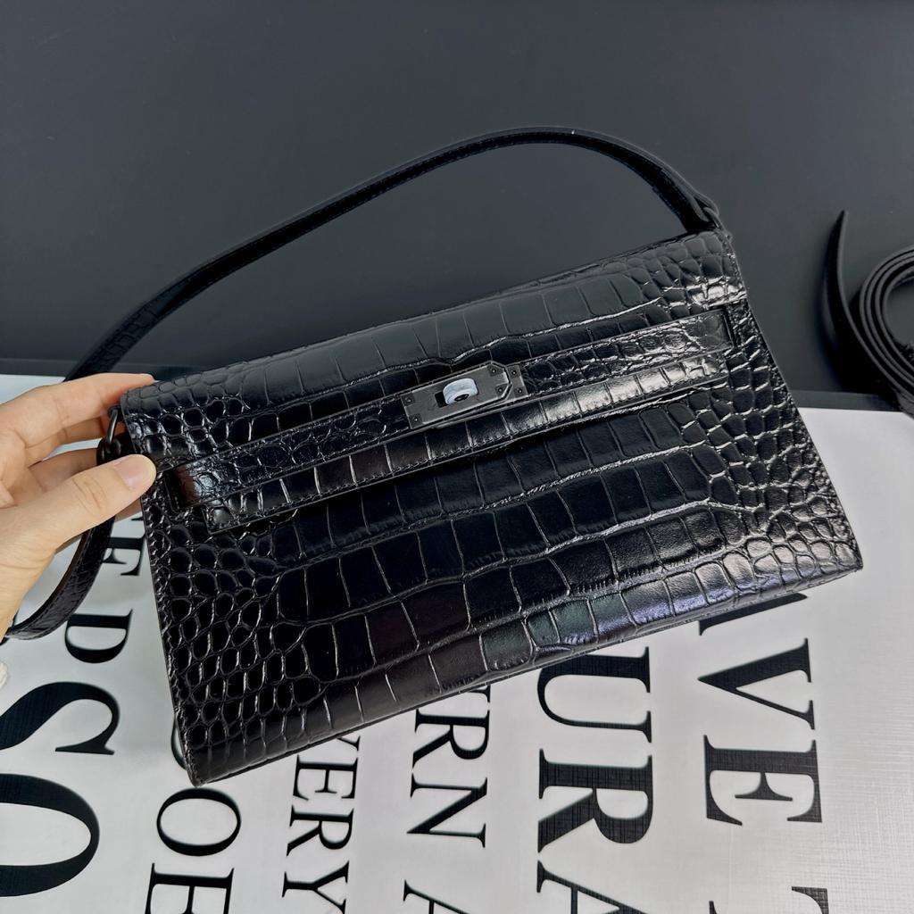 Сумка-багет из коровьей кожи высшего качества с тиснением под крокодила, матовая кожа, сумка-багет через плечо на одном плече