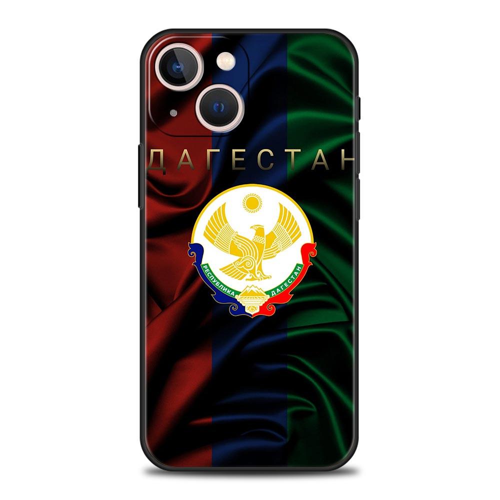 Роскошный чехол для телефона с флагом Дагестана для iPhone 17 Air 16 Plus 13 15 14 12 11 Pro MAX 7 8 SE Мягкий ТПУ Черная крышка