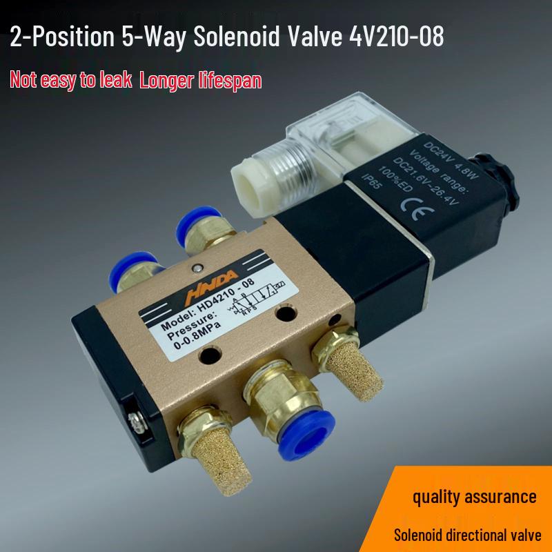 4V210-08 Пятиходовой двухпозиционный электромагнитный directional control valve AC220V/DC24V с катушкой для пневмоцилиндра