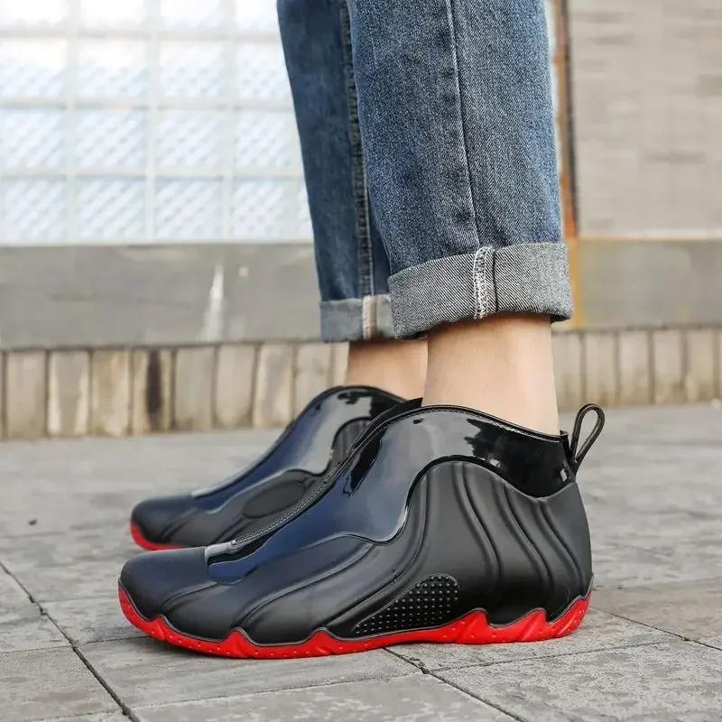 Сапоги для мужчин, износостойкие, водонепроницаемые и нескользящие, пластиковые, для дождливого дня, дизайнерские, новые, дешевые