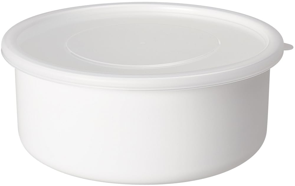 Nodahoro Enamelware Storage White Made in Container, Heat-Resistant, Round, 21cm, Series, Japan, RD-21