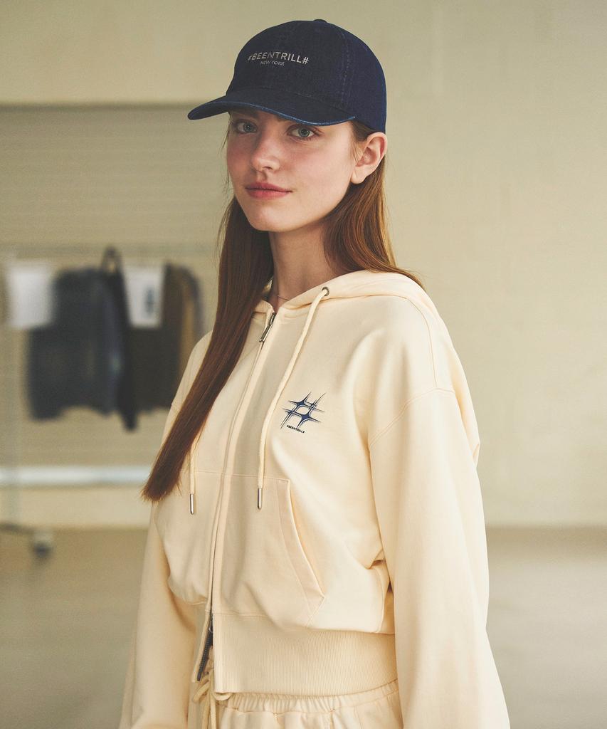 Женская укороченная толстовка на молнии Beentrill Newyork со звездой и хэштегом (Масло)