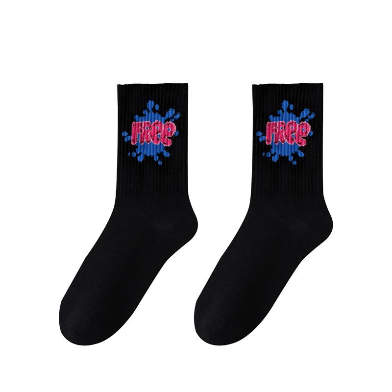 Multi-Size Men's Socks Black and White Long Tube High-Cut Versatile Student Style Autumn/Winter Sports Socks