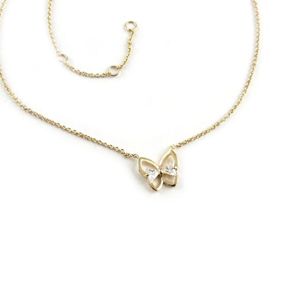 Les Trésors De Lily [K9127] - White 'Butterfly' Gold-Plated Necklace