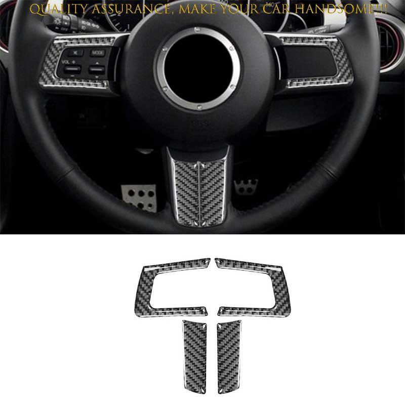 For Mazda MX-5 2009-2015 Real Carbon Fiber Steering Wheel Control Strip Trim 4PC