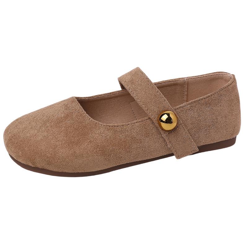 Retro Versatile Round Head Flat Bottom Shallow Mouth Single Shoes Women's Autumn New Temperament One Word with Skirt Mary Jane Shoes