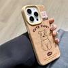 Autumn and Winter Brown Leather Cute Schnauzer Golden Retriever Dog for IPhone16promax for IPhone 14 Mobile Phone Case 15