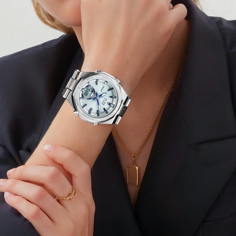 Casio CASIO Серия BABY-G Солнечная Мода Спорт Двойной Дисплей Bluetooth Соединение Солнечный Кварцевый Механизм Стальной Браслет MSG-B100D-2APR-person