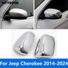 Rearview Side View Mirror Cover Trim For Jeep Cherokee 2014- 2024 Chrome Protection Cap Sticker Accessories Car Styling