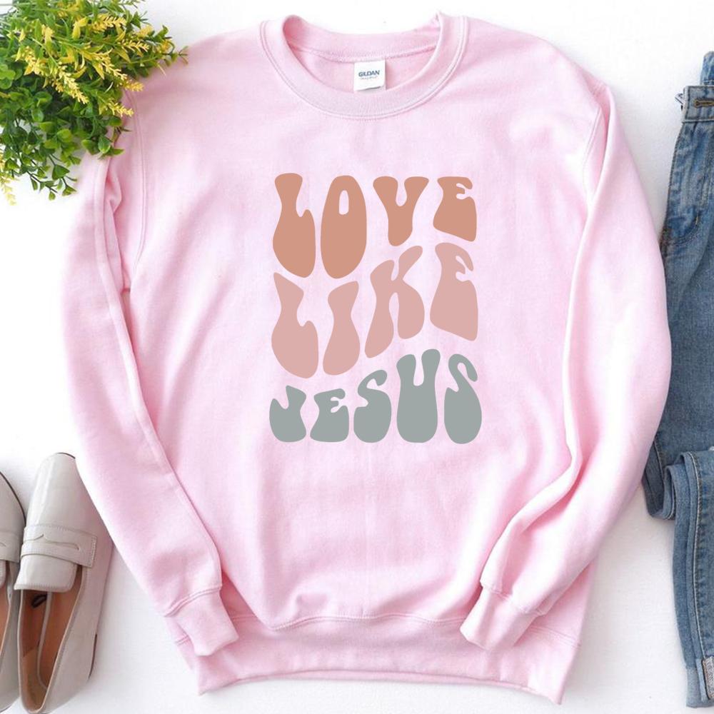 Христианская толстовка унисекс «Любовь как Иисус», толстовка с христианскими библейскими стихами, религиозный свитер, модные толстовки с круглым вырезом «Вера вместо страха»