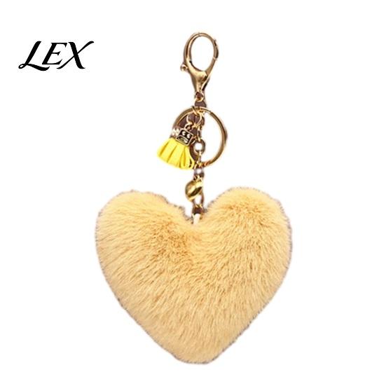 Plush Love Keychain Heart for Backpack, Fuzzy Keyring Decorative Bag Charm, Women Girls Handbags Accessory