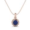 Blue Sapphire Round Solitaire Pendant - 925 Sterling Silver
