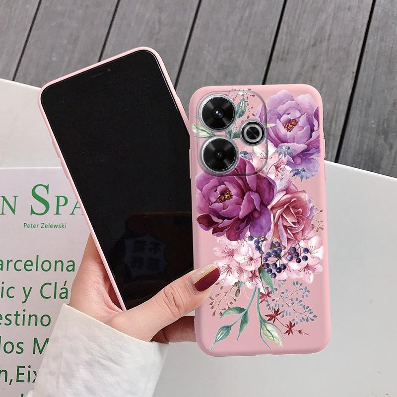 Мягкий силиконовый чехол для девочек с цветком для Xiaomi Redmi Note 13 Pro 13C Samsung A35 A55 M35 M34 S24 iPhone 15 Huawei Honor Camera Защитный противоударный чехол
