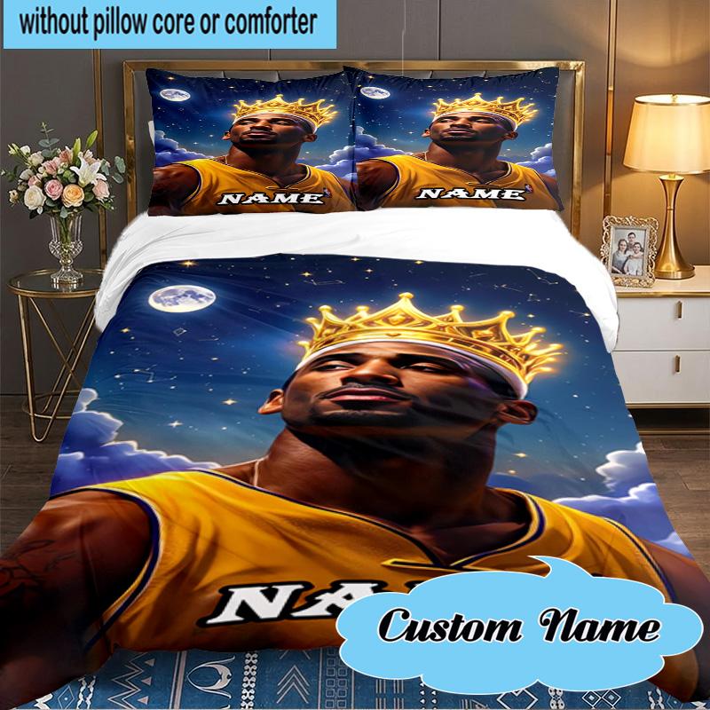 Custom Name 3PCS Basketball Player Action Bedding Set Including 1pc Duvet Cover And 2pcs Pillowcases for Bedroom, Dormitory Gift Home Decor