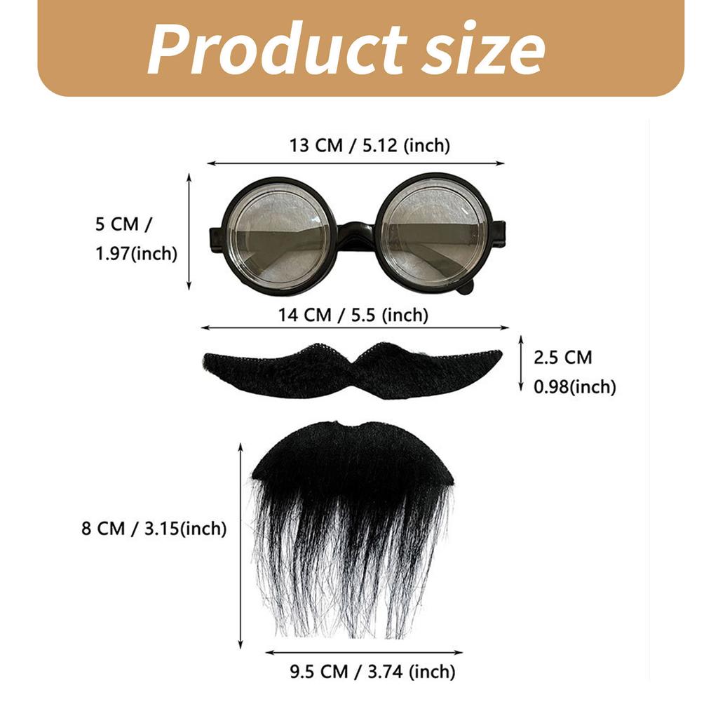 Накладные бороды, накладные усы, очки с набором линз, усы старика, забавная накладная борода, борода на подбородок для вечеринки на Хэллоуин