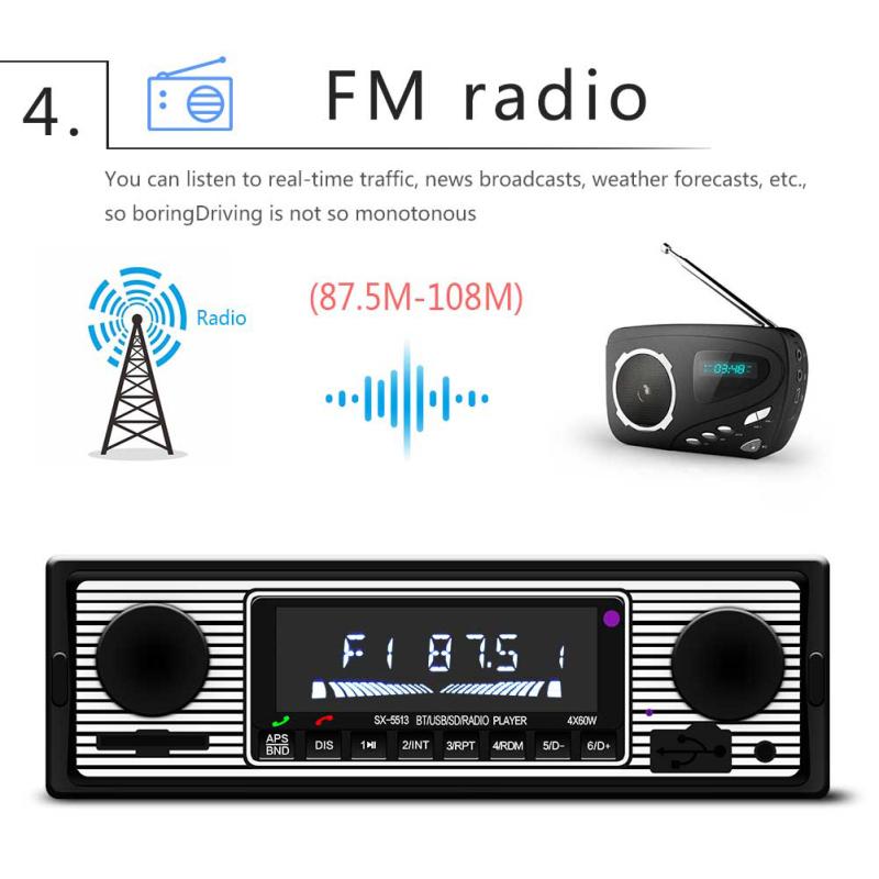 Car Mp3 Player Hd FM Radio Bluetooth-compatible Hands-free Call U Disk Card Aux Radio With Remote